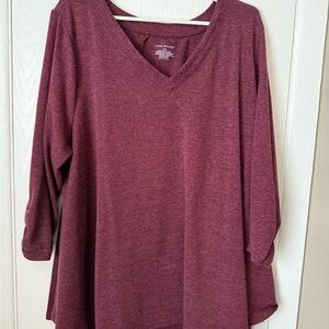 Lane Bryant V-Neck Burgundy 3/4 Sleeve Sweater size 22/24